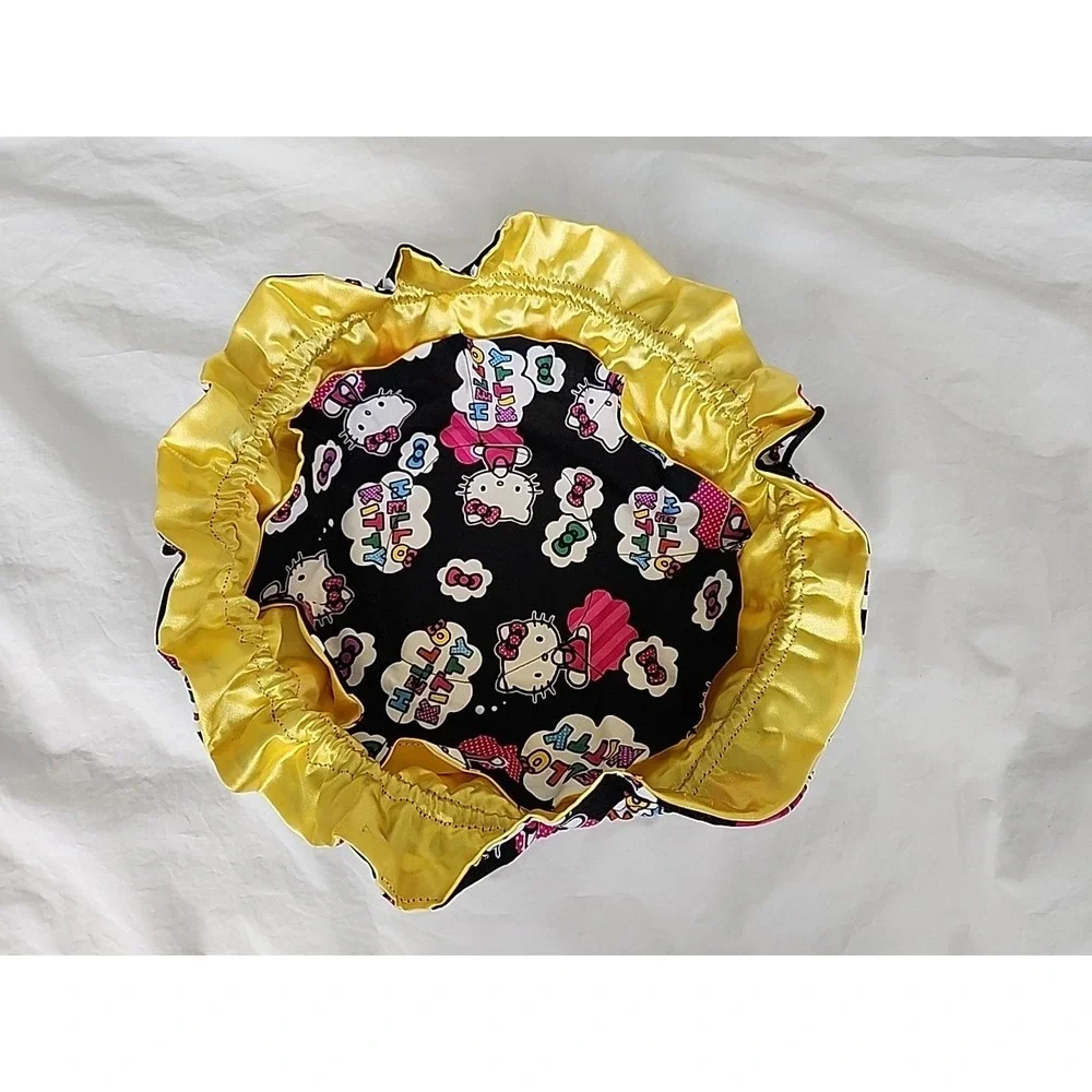 Hello Kitty Travel‎ Jewelry Bag 8-Pockets Organizer Black/Gold Satin Kitty Print